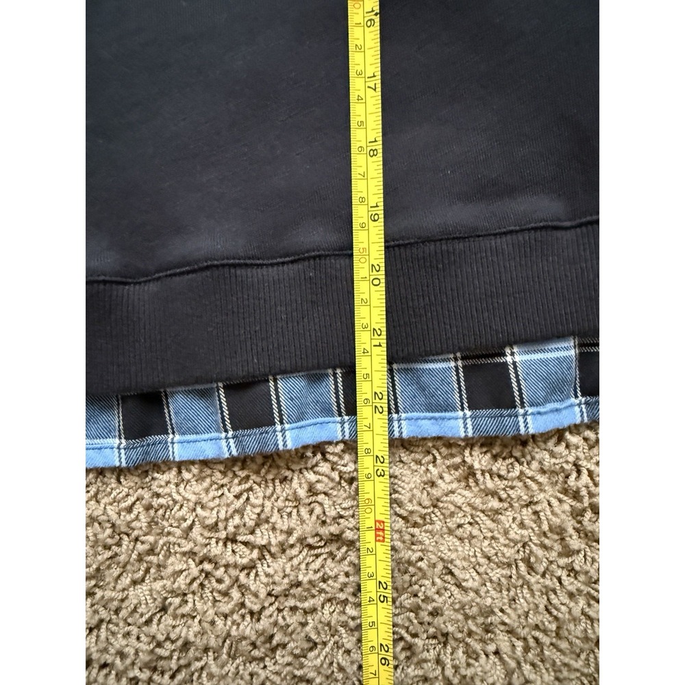 Pilcro x Anthropologie Contrast Flannel Plaid Sweatshirt Blue Black Womens S - Picture 9 of 9